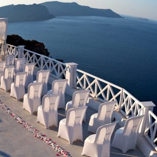 Wediing Ceremony setting in Santorini Greece