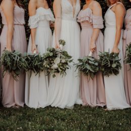Bridesmaids holding bouquets
