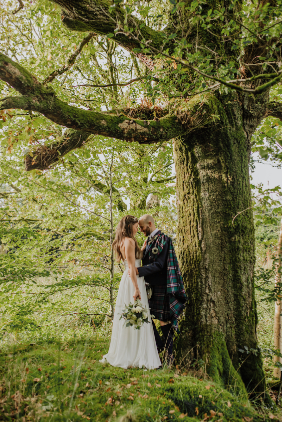 Bride and Groom at Fruin Farm