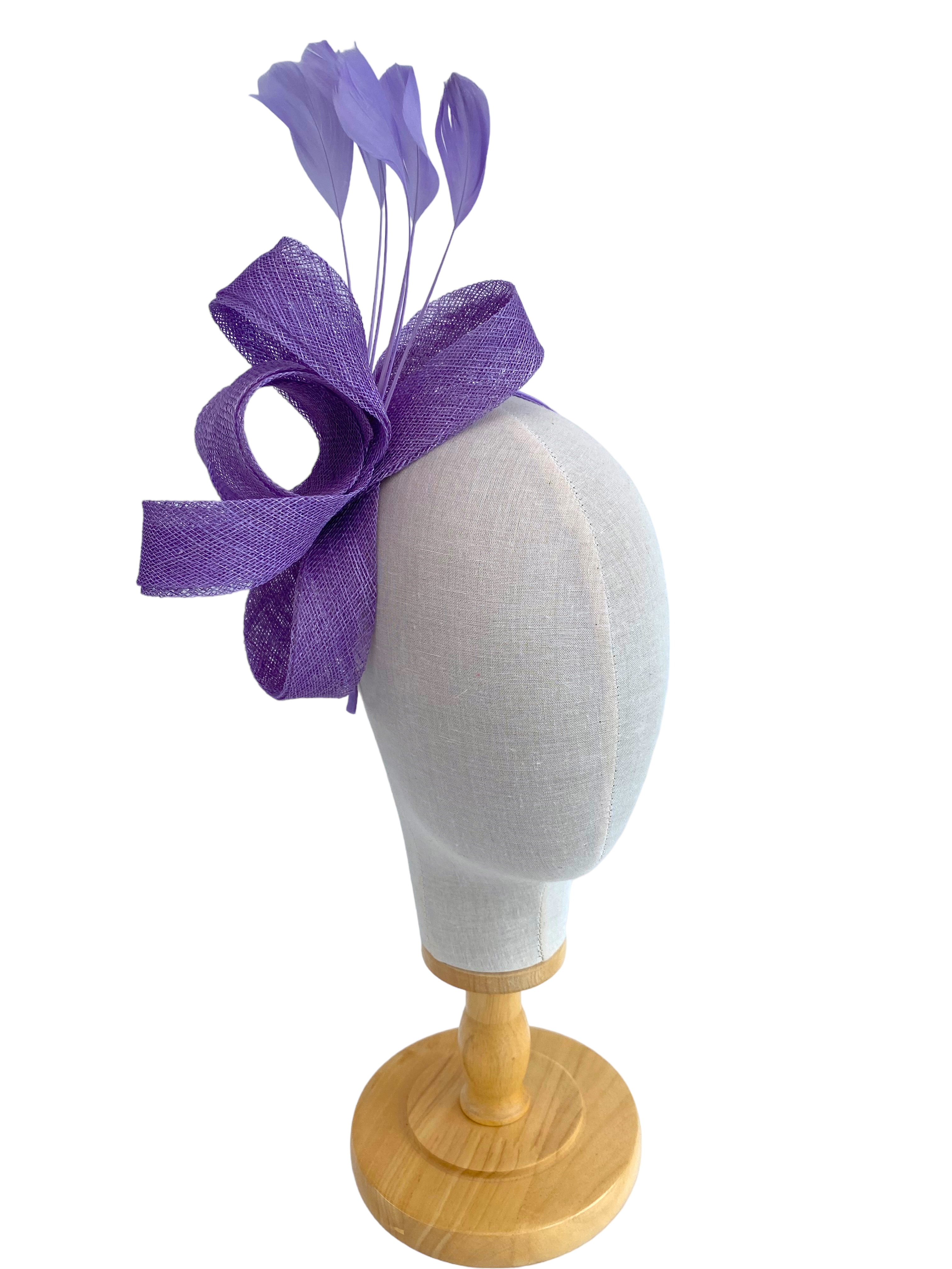 Elegant Lavender Purple Sinamay Bow Fascinator 1