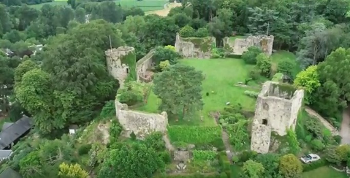 Ariel view Usk Castle