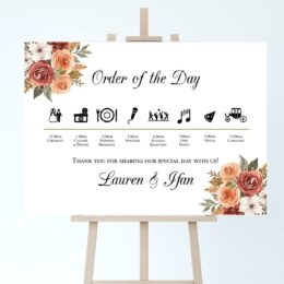 autumnal wedding order of the day sign 260x260