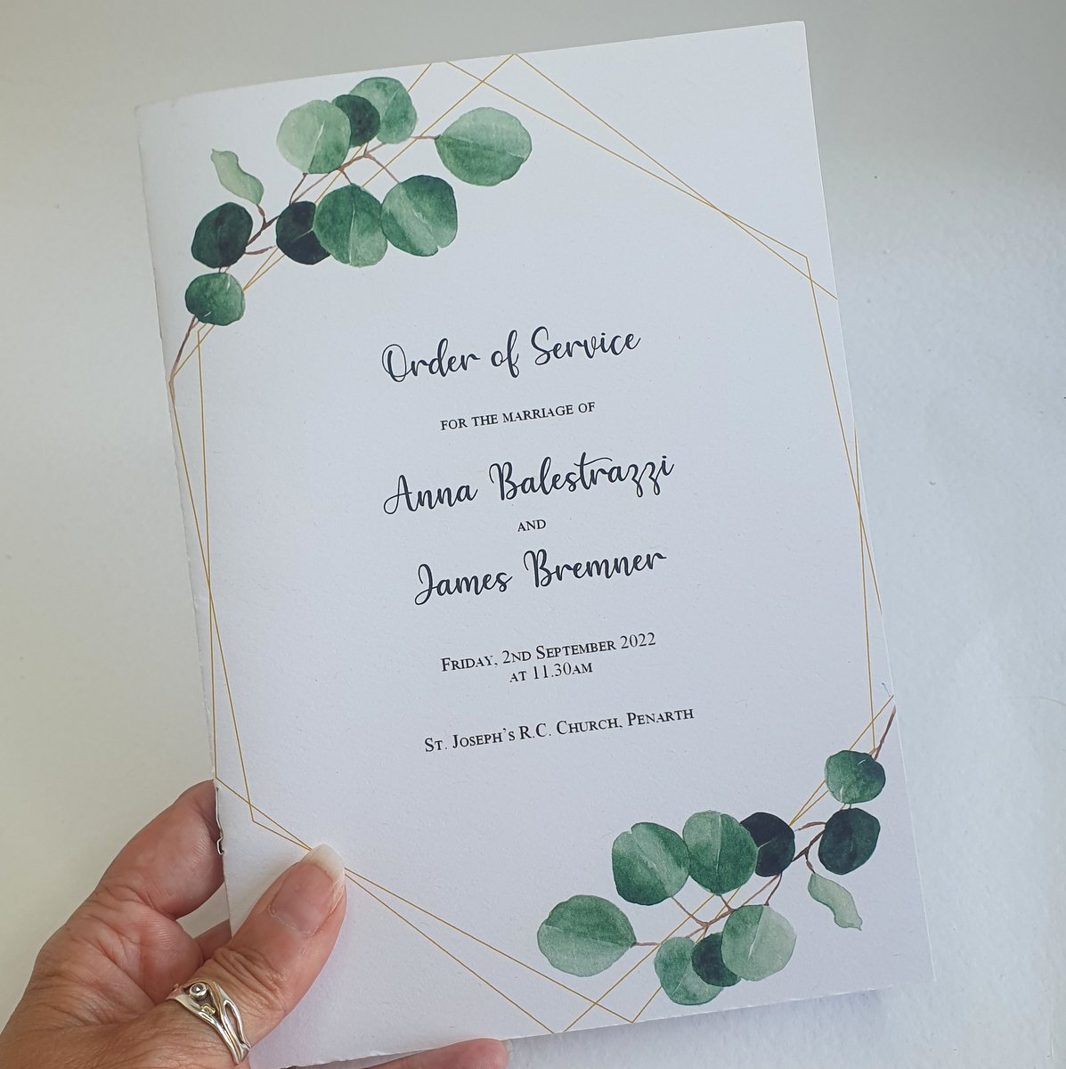 eucalyptus wedding order of service