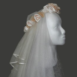 Silk rosette bridal crown with veils