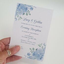 sky blue floral wedding evening reception invitation 260x260