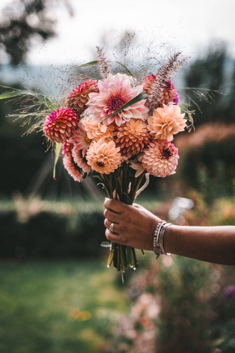 peach pink dahlia bridal bouquet 768x1152