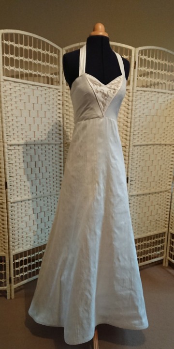 Silk and English lace wedding dress with small train