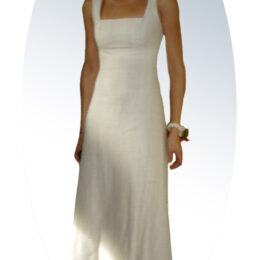 front of Eri silk wedding dress designed and made by Anne Fontenoy 260x260