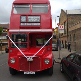 Vintage Red Bus wedding transport