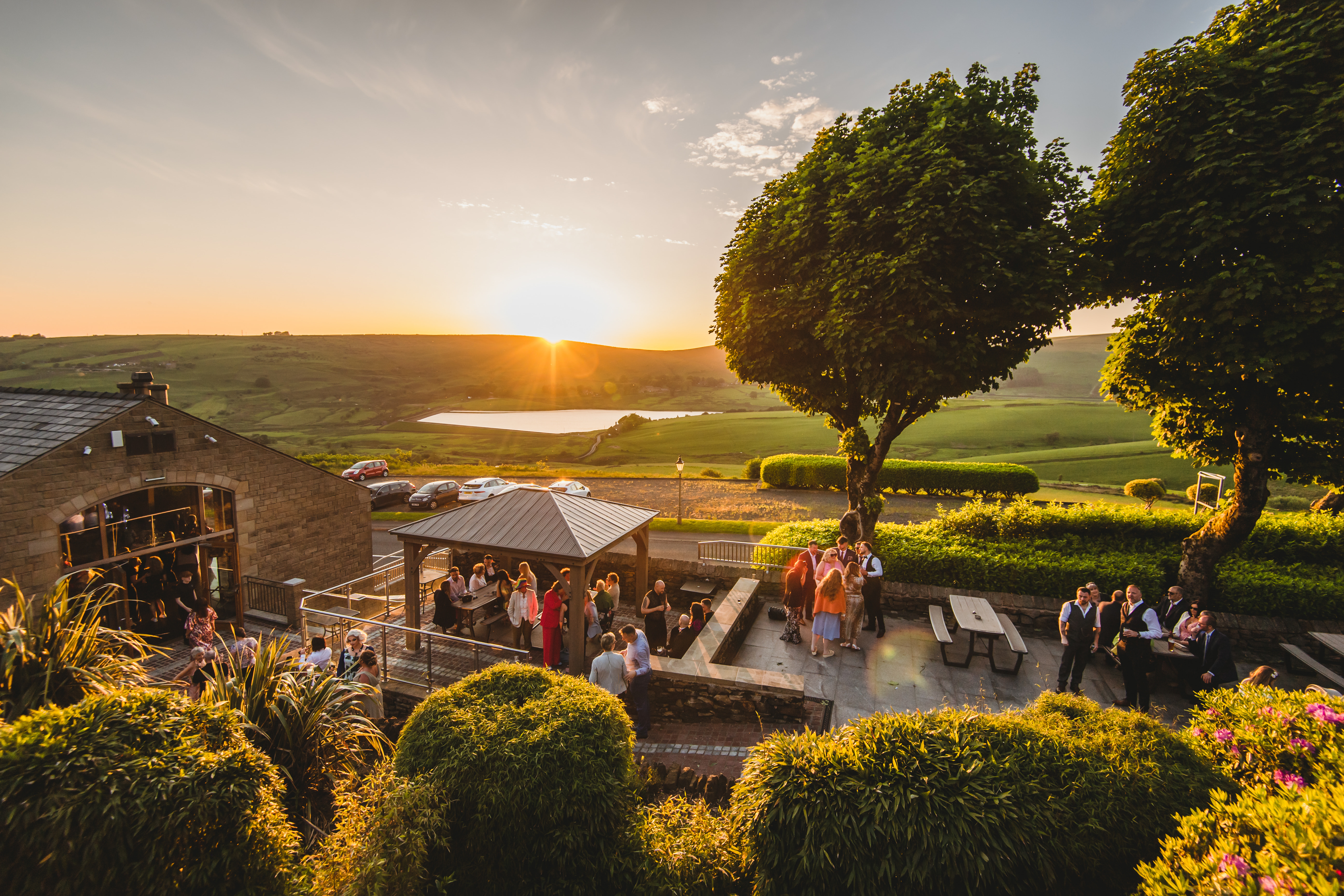 Sunset in garden