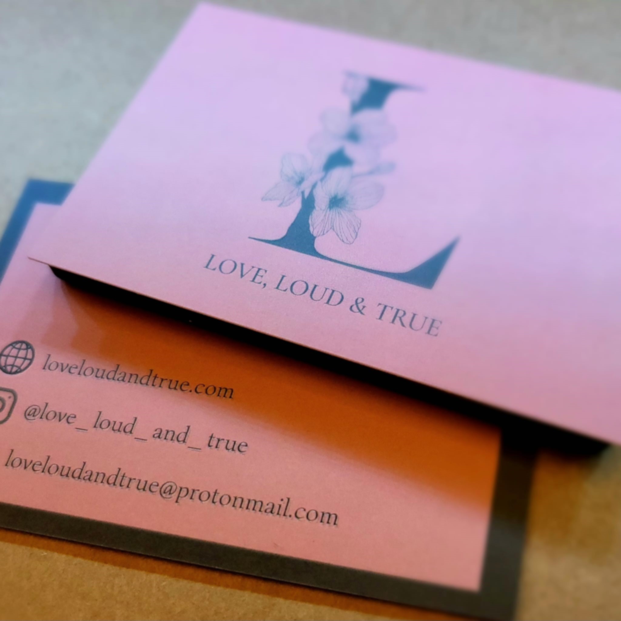Love Loud True business cards