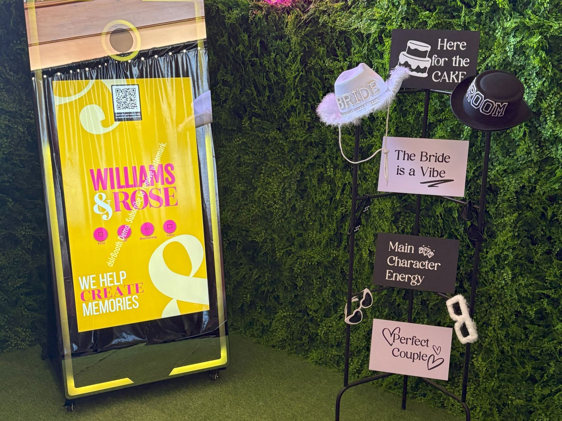 Mirror Booth with props in Fern Fantasy set up