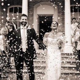 bride groom walk steps confetti throw ardington house.jpg 260x260