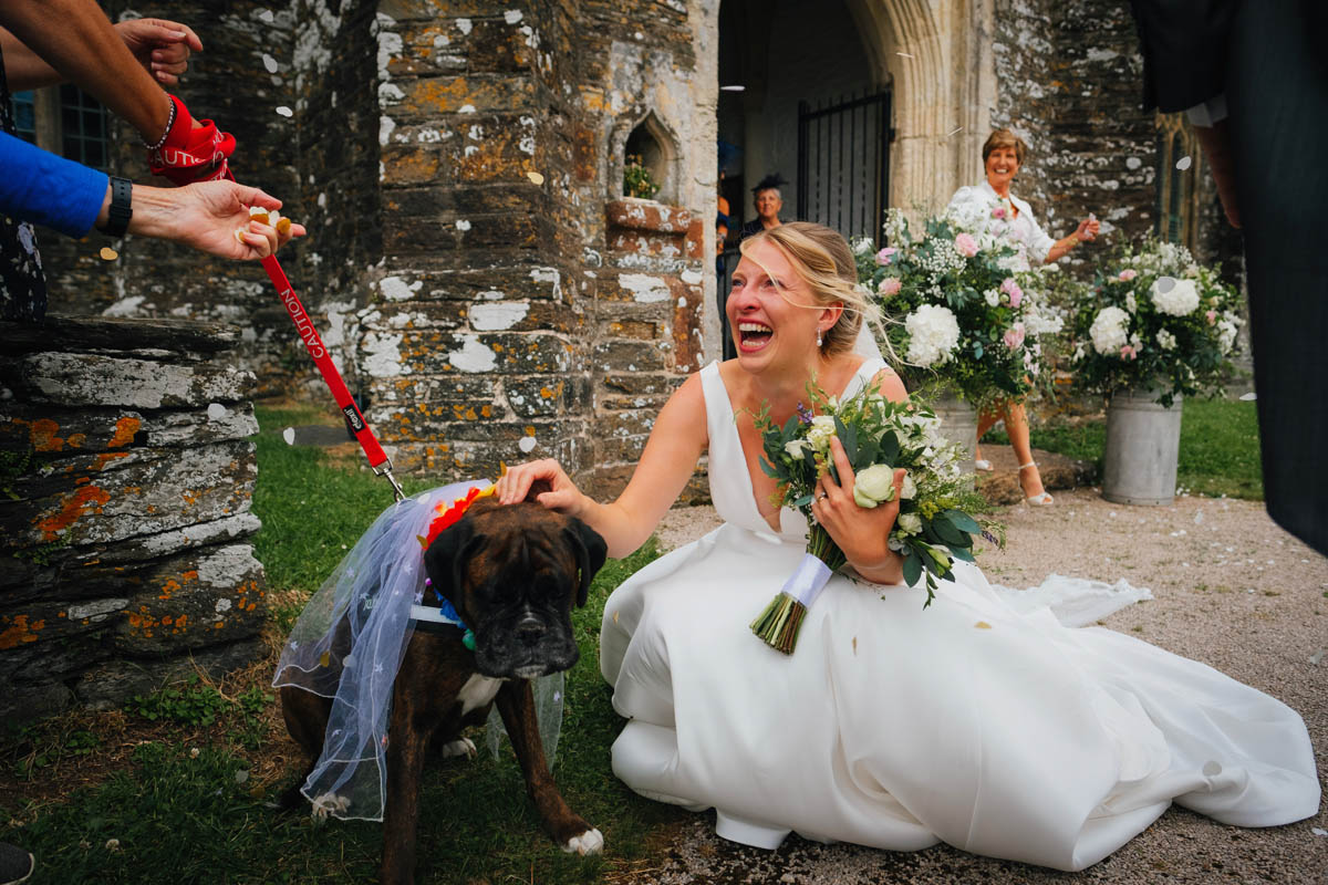 Bride with her Dog at wedding