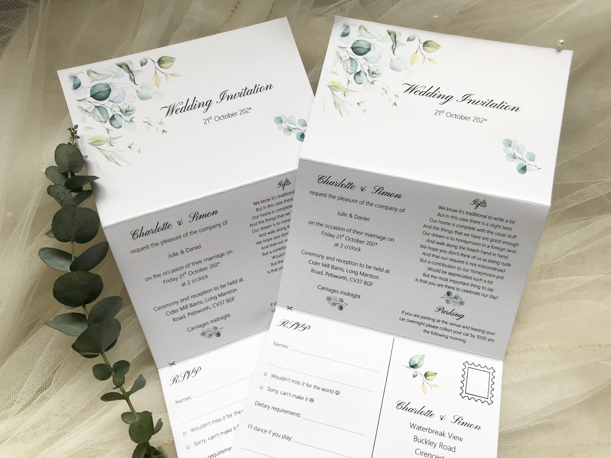 Eucalyptus Concertina Invitation Main