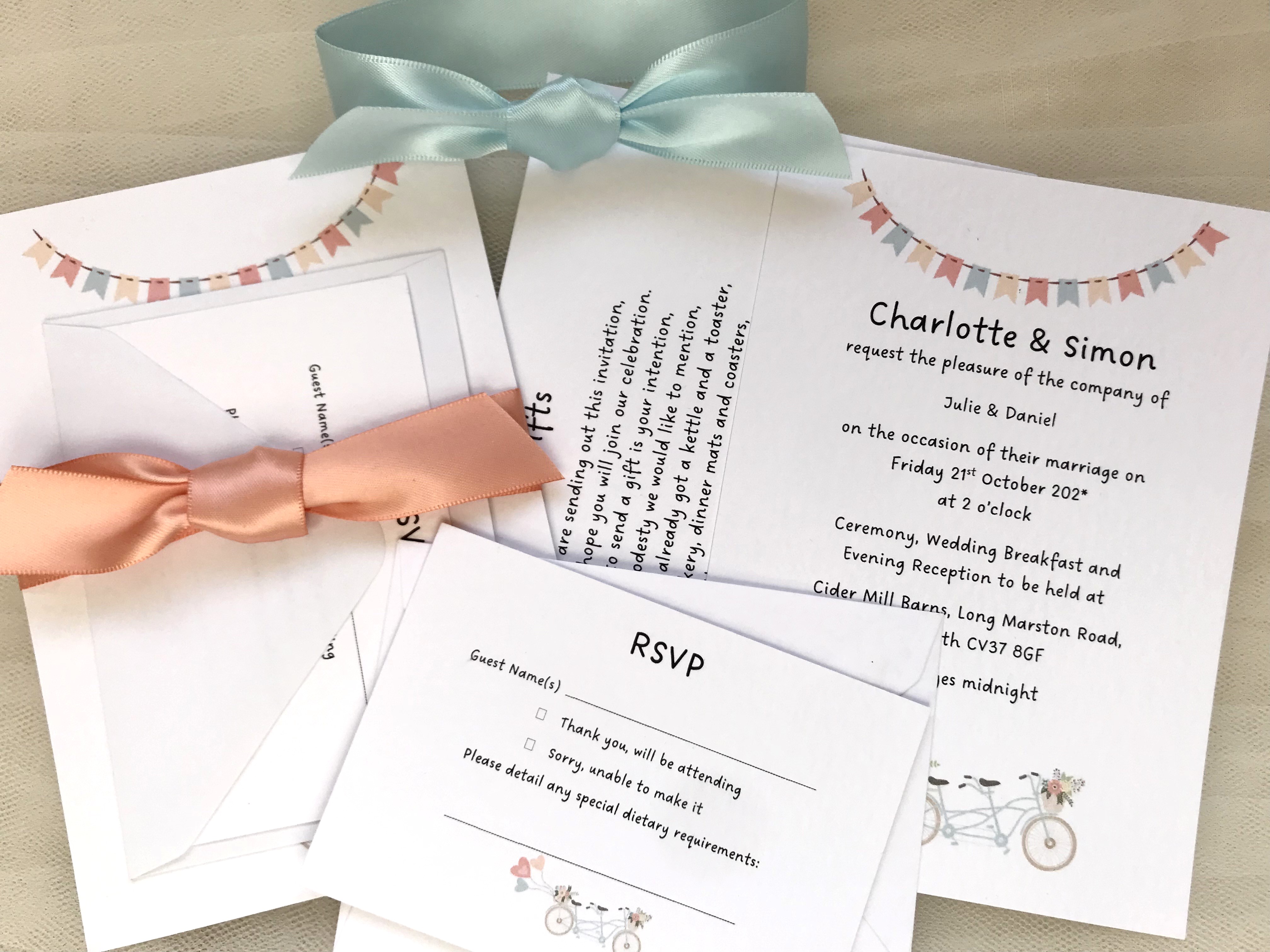 Tandem Bike Wedding Invitation Bundle