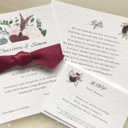 Burgundy Floral Wedding Invitation Bundle