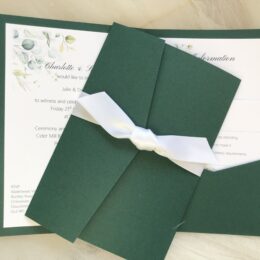 Forrest Green Pocketfold Wedding Invitation