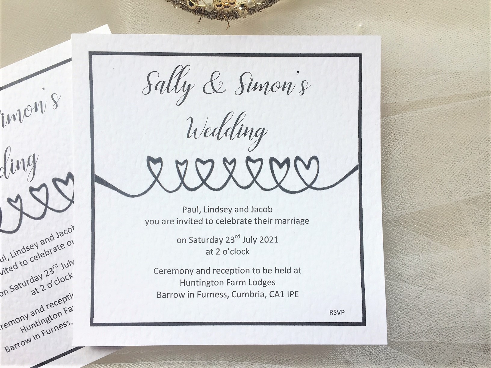 Linked Hearts Square Wedding Invitation