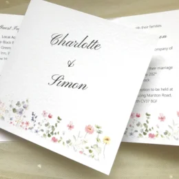 Wild Flower Square Centre Fold Wedding Invitations
