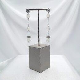 White Opal Crystal Three-Tier Drop Earrings