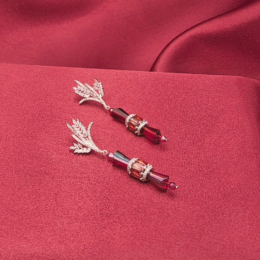 Siam Red Faceted Crystal Cone Drop Earrings