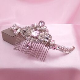 Subtle Pink Crystal Wedding Hair Comb