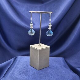 Montana Blue Faceted Heart Drop Wedding Earrings