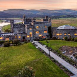 rear castle at sunset