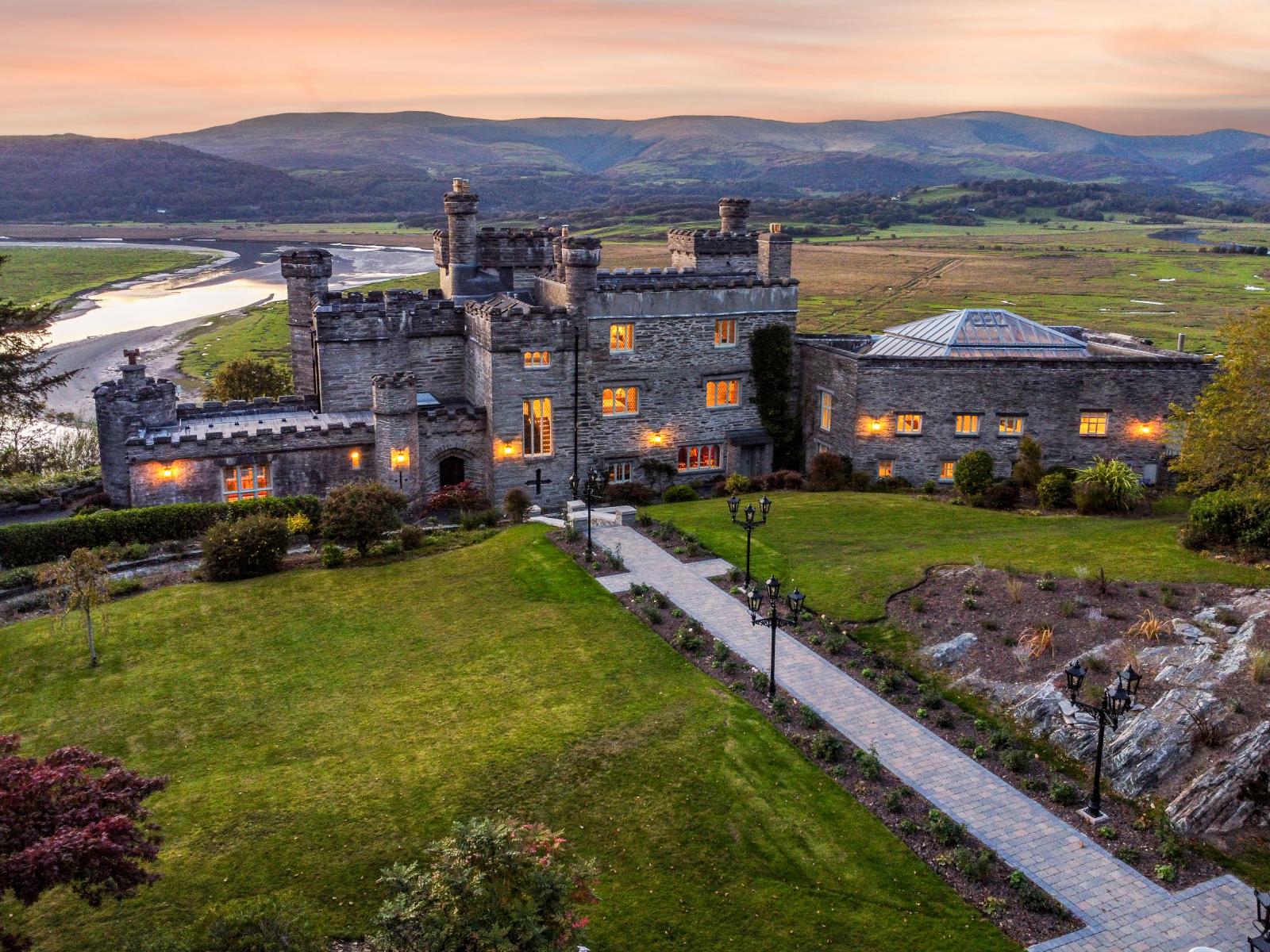 rear castle at sunset