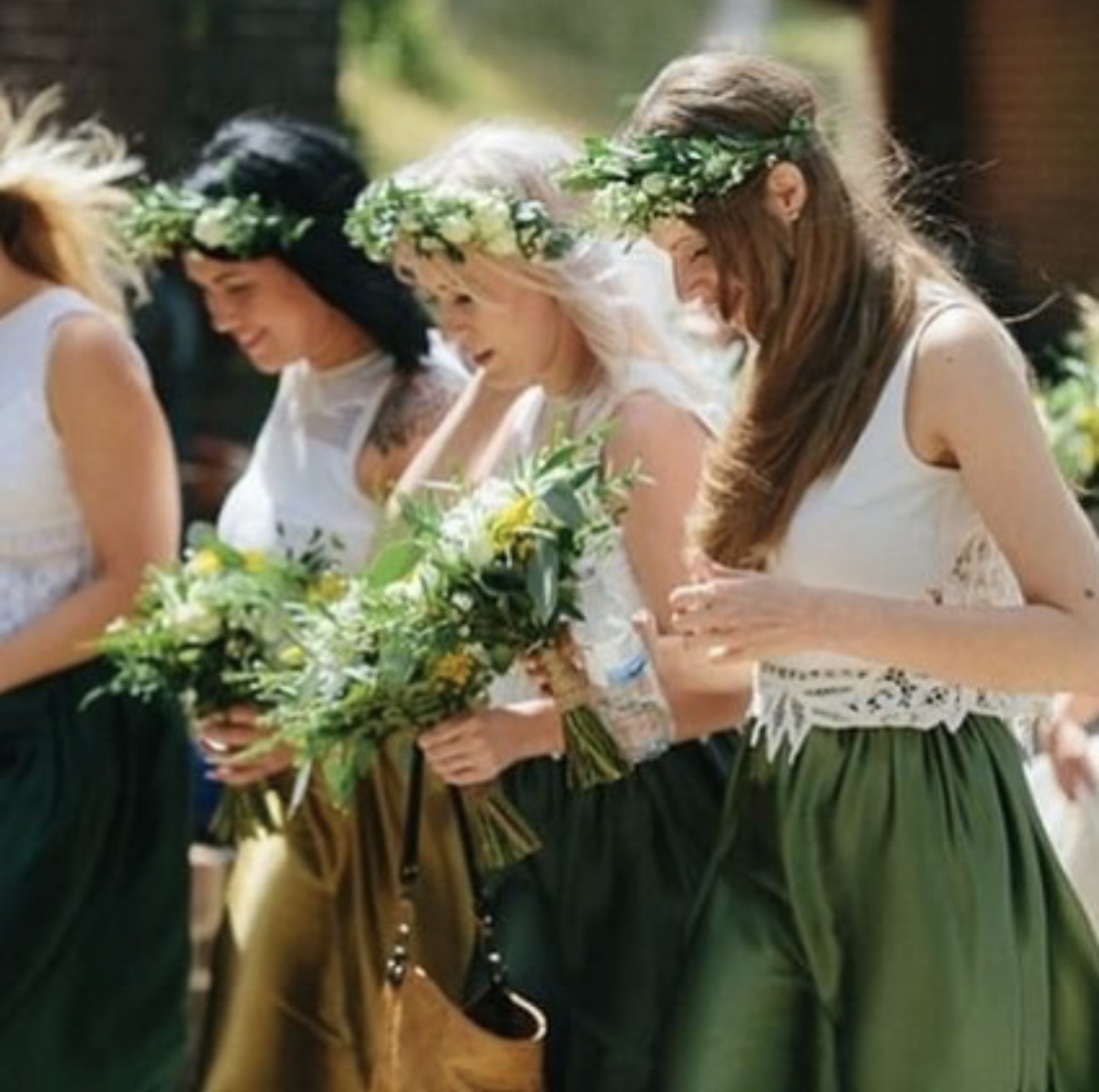Green and gold wedding bouquets