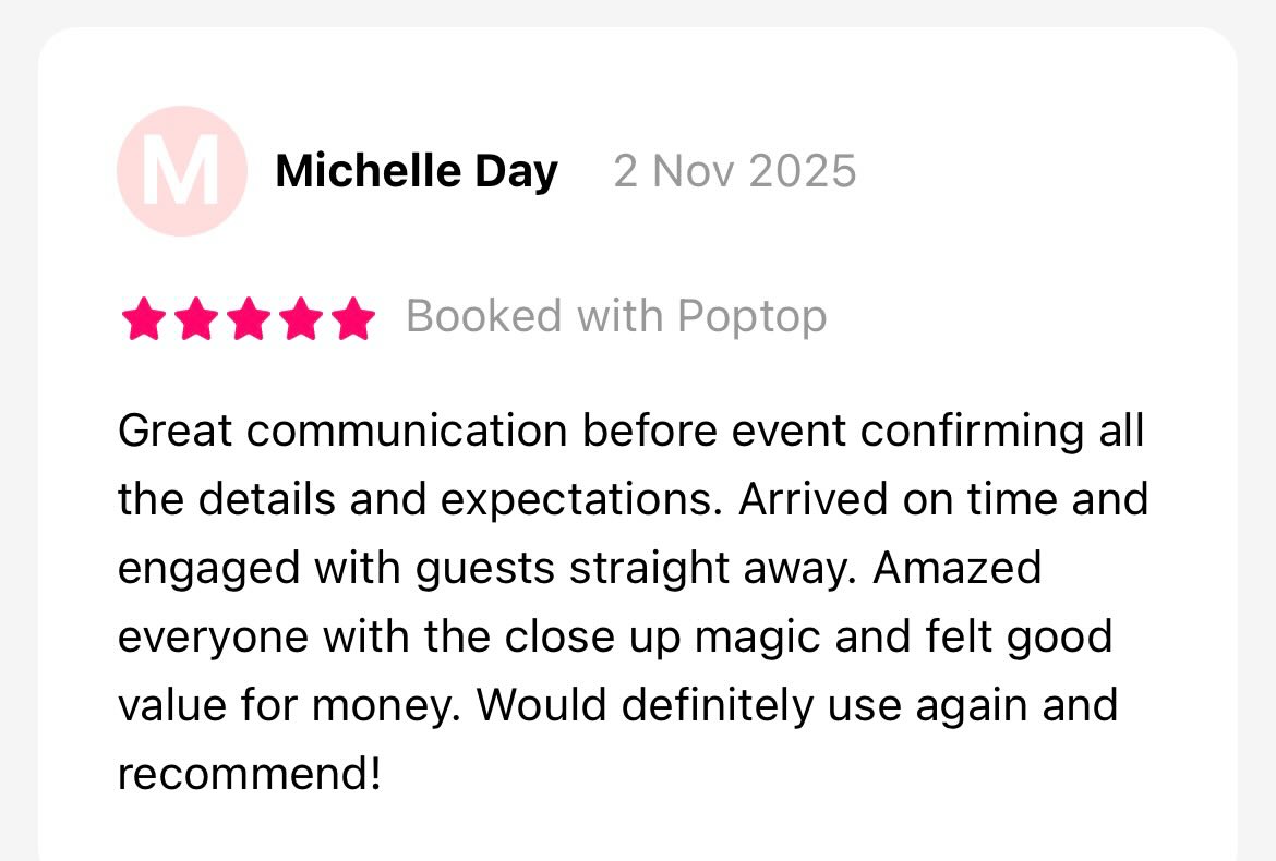 cambridge magician client testimonial